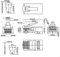 Cabeus 8P8C-C6-FC Коннектор RJ-45 быстрой установки под витую пару, категория 6 , универсальный (для одножильного и многожильного кабеля) для проводников с толщиной по изоляции до 1,05 мм