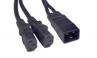 Cabeus PC-IEC20-2xIEC13-1.5-0.3M Кабель питания (C20 - 2xC13) (3x1.5), черный, 0.3 м