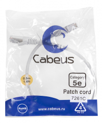 Cabeus PC-FTP-RJ45-Cat.5e-0.5m Патч-корд F/UTP, категория 5е, 2xRJ45/8p8c, экранированный, серый, PVC, 0.5м