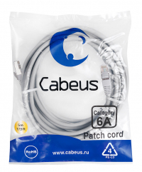 Cabeus PC-SSTP-RJ45-Cat.6a-5m-LSZH Патч-корд S/FTP, категория 6а (10G), 2xRJ45/8p8c, экранированный, серый, LSZH, 5м