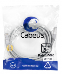 Cabeus PC-FTP-RJ45-Cat.5e-3m-LSZH Патч-корд F/UTP, категория 5е, 2xRJ45/8p8c, экранированный, серый, LSZH, 3м