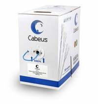 Cabeus UTP-4P-Cat.5e-SOLID-LSZH-BL Кабель витая пара UTP (U/UTP), категория 5e, 4 пары (24 AWG), одножильный, синий, LSZH, нг(А)-HF, (305 м)