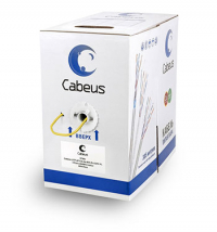 Cabeus UTP-4P-Cat.5e-SOLID-LSZH-YL Кабель витая пара UTP (U/UTP), категория 5e, 4 пары (24 AWG), одножильный, желтый, LSZH, нг(А)-HF, (305 м)