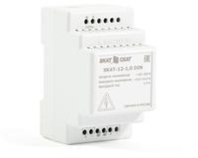 SKAT-12-1.0-DIN (SKAT
ИБП-12/1-DIN) источник питания 12В 1А пластиковый корпус под DIN рейку 35 мм