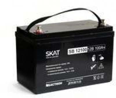 SKAT SB 12100 АКБ
свинцово-кислотная тип AGM 12V 100Ач
Iзар.30А, клеммы под болт М6