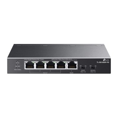 TP-Link TL-SG1005P-PD – Настольный коммутатор с 5 гигабитными портами (1 порт с входящим PoE++, 4 порта с исходящим PoE+)