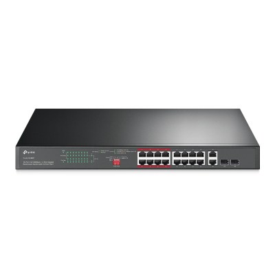 TP-Link TL-SL1218MP – 16-портовый монтируемый в стойку PoE+ коммутатор 10/100 Мбит/с с 2 гигабитными портами